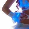 JValentine Rave Accessories White Fur Light-up Gloves With Blue Lights