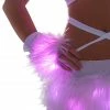 JValentine Rave Accessories White Fur Light-up Gloves With Pink Lights