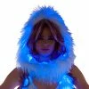 JValentine White Fur Light-Up Infinity Hood With Blue Lights Rave Accessories