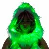 JValentine Rave Accessories White Fur Light-Up Infinity Hood With Green Lights
