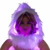 JValentine White Fur Light-Up Infinity Hood With Pink Lights Rave Accessories
