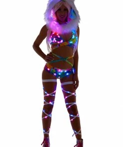 JValentine Tie Dye Light-Up Infinity Fur Hood Rave Accessories 11 JValentine Tie Dye Light-Up Infinity Fur Hood Rave Accessories