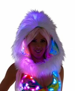 JValentine Tie Dye Light-Up Infinity Fur Hood Rave Accessories