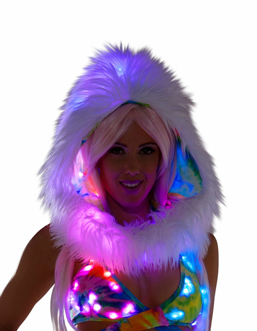 JValentine Tie Dye Light-Up Infinity Fur Hood Rave Accessories 3 JValentine Tie Dye Light-Up Infinity Fur Hood Rave Accessories
