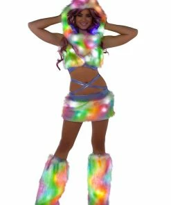 JValentine Rainbow Sherbet Fur Light-Up Skirt CLOTHING