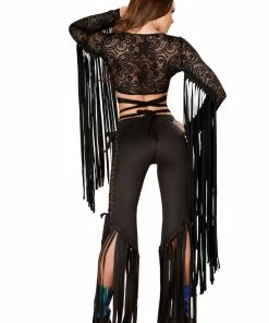 JValentine Black Lace Karma Fringe Wrap Top CLOTHING