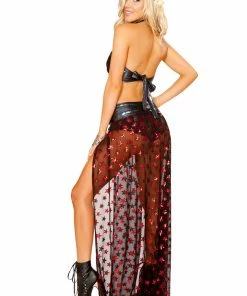 JValentine Black Long Sequin Star Mesh Skirt