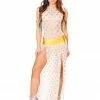 JValentine White Long Sequin Star Mesh Skirt