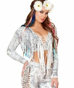 JValentine Celtic Dragon Print Faux Suede Long Sleeve Top