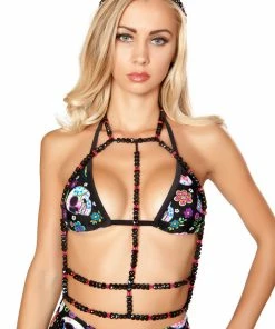 JValentine Sugar Skulls Tie Dye Triangle Top CLOTHING