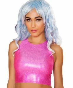 JValentine Hot Pink Twinkle Metallic High-Cut Tank CLOTHING