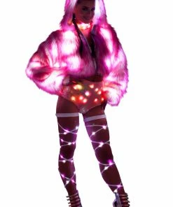 JValentine Light-Up Pink Tip Fur Crop Jacket