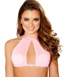 JValentine Pink Mermaid Mesh Halter Top