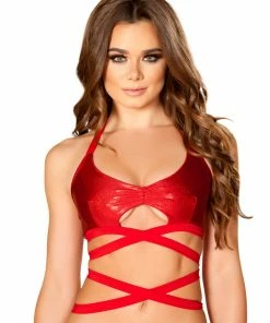 JValentine Red Twinkle Keyhole Wrap Top CLOTHING