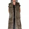 JValentine Men's Black Wolf Faux Fur Hooded Duster Jackets & Coats
