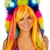 JValentine Rave Accessories Furry Rainbow Light Up Hood