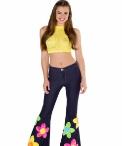 JValentine CLOTHING Flower Power Bell Bottom Denim Pants