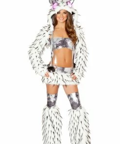 JValentine Faux Fur White And Black Spike Leg Warmers Rave Leg Warmers & Wraps