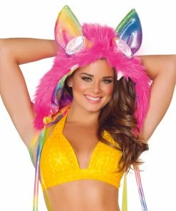 JValentine Deluxe Hot Pink Rainbow Light Up Hood
