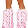 JValentine Rave Leg Warmers & Wraps Faux Fur White And Pink Spike Leg Warmers