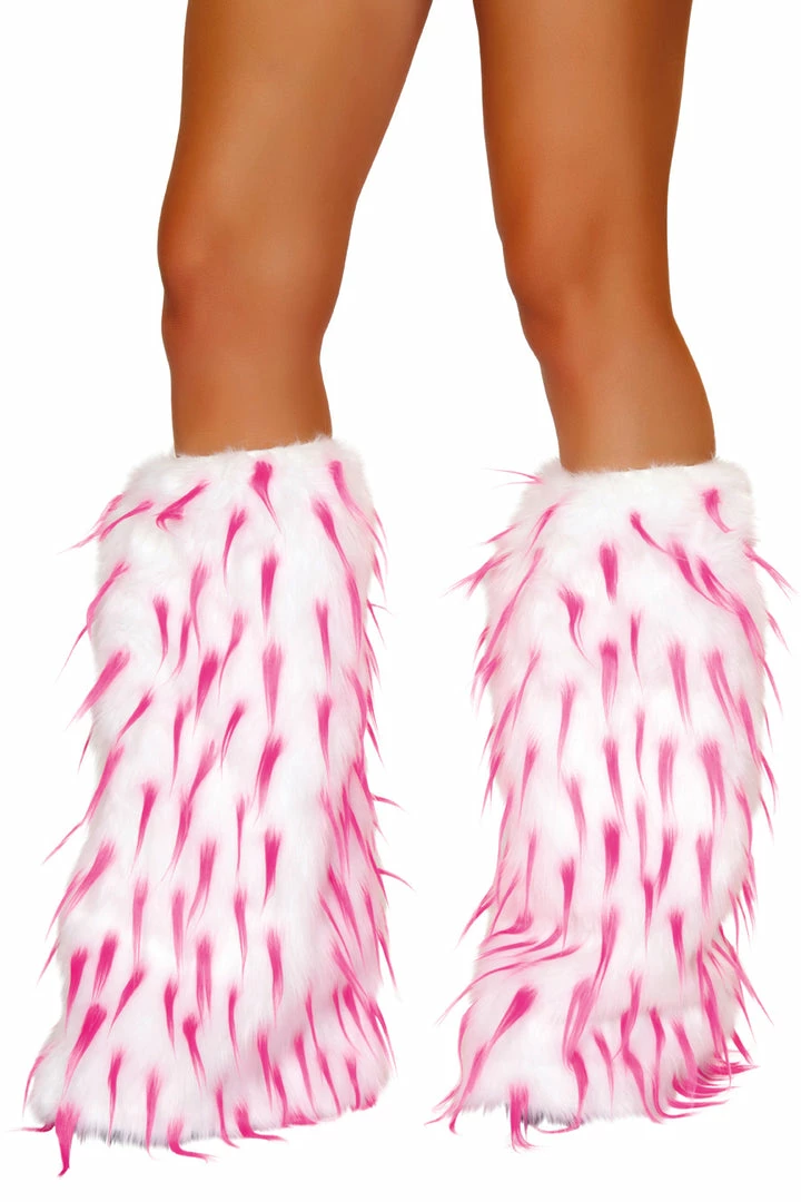 JValentine Rave Leg Warmers & Wraps Faux Fur White And Pink Spike Leg Warmers 3 JValentine Rave Leg Warmers & Wraps Faux Fur White And Pink Spike Leg Warmers