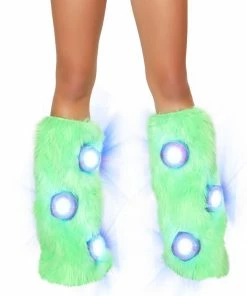 JValentine Furry Light Up Lime Legwarmers Rave Leg Warmers & Wraps