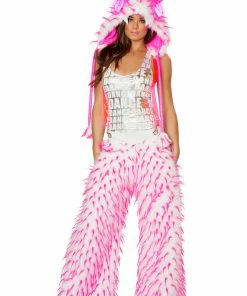 JValentine CLOTHING Unisex Pink Faux Fur Spiked Pants
