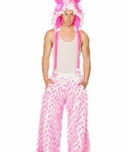 JValentine CLOTHING Unisex Pink Faux Fur Spiked Pants