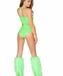 JValentine Furry Light Up Lime Legwarmers Rave Leg Warmers & Wraps