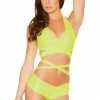 JValentine Strappy Neon Yellow Top And Hipster Short Set CLOTHING
